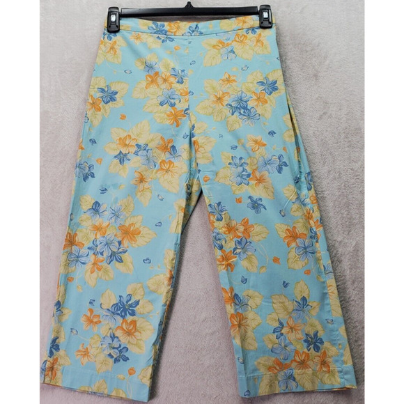 Jones New York Capri Pants Womens Size 8 Multi Floral Cotton Stretch Side Zipper - Picture 1 of 6